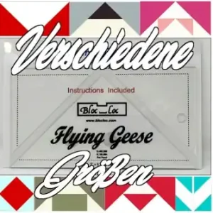 Abverkauf Bloc_Loc Flying Geese Tool Quilt Ruler - Fliegende Gänse Patchworkblock Patchworklineal - VERSCHIEDENE GRÖSSEN MIT DEUTSCHER ANLEITUNG!