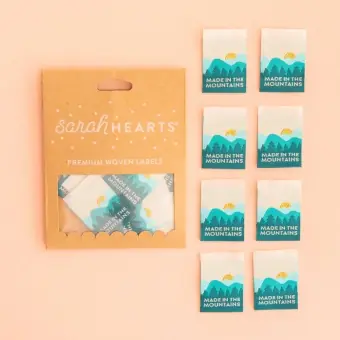 Saisonangebot Made in the Mountains Labels – Sarah Hearts Webetiketten – Premium Woven Labels – Tied with a Ribbon Limited Edition