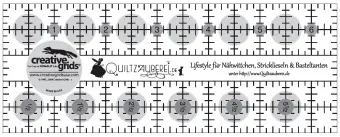 Quiltzauberei.de Inch-Lineal für Nähwittchen, Stricklieseln & Basteltanten – 2 1/2 x 6 1/2 Inches – Original Creative Grids Fritz Edition – Das „Fritzchen“ Neuheit