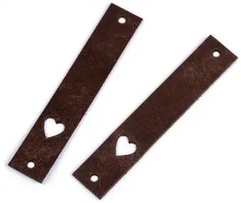 Versand Am Gleichen Tag Herzchen Lederlabel – Echtleder Etikett Aufnäher – Dunkelbraun – 1 Stück