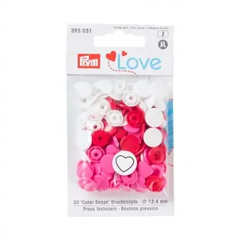 Herzchen Snap Druckknöpfe – PRYM Love Color Snaps Ø12,4mm – Pink / Weiß / Rot Direktkauf