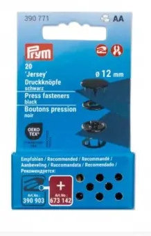 Mini Nähfrei Druckknöpfe 12mm – schwarz – PRYM Jersey Metalldruckknöpfe Nachfüllpackung für Vario Creative Tool Preisknaller
