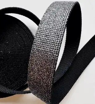 Black-Silver Glitter Webbing – Schwarz-Silbernes, Glitzerndes Gurtband für Taschen & Accessoires – Sew Hungry Hippie – 3 yards / 2,8m Bestpreis