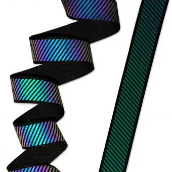 Reflektierendes Gurtband – Reflective Diagonal Stripe Webbing – Schwarzgrundiges Gurtband für Taschen & Accessoires – 3 yards / 2,7m Sonderangebot