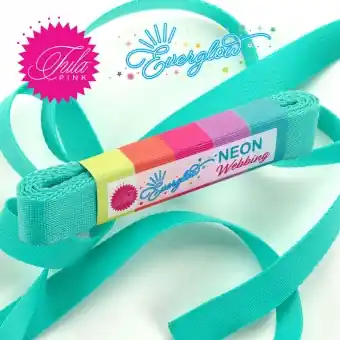 Spirit Teal Tula Pink NEON 1inch Designer Webbing – Renaissance Ribbons 25mm Gurtband-Set – Everglow Strapping SPARSET! – 2 yards / 1,8m Highlight
