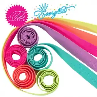 Schnäppchen ALLE FARBEN! Tula Pink NEON 1inch Designer Webbing – Renaissance Ribbons 25mm Gurtband-Set – Everglow Strapping SPARSET! – 5x 2 yards / 1,8m
