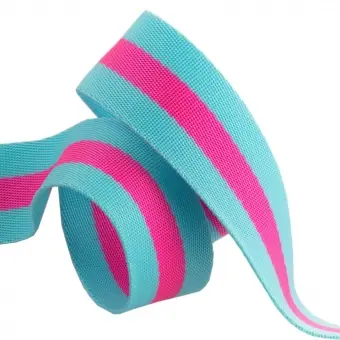 Angebot Blue Aqua and Hot Pink Tula Pink Designer Webbing – Renaissance Ribbons 38mm Gurtband-Set – 1 1/4 inch Striped Strapping – 2 yards / 1,8m