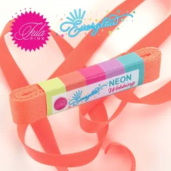 Lunar Orange Tula Pink NEON 1inch Designer Webbing – Renaissance Ribbons 25mm Gurtband-Set – Everglow Strapping SPARSET! – 2 yards / 1,8m Nur Heute
