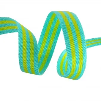 Lime and Turquoise Tula Pink Designer Webbing – Renaissance Ribbons 25mm Gurtband-Set – 1 inch Striped Strapping – 2 yards / 1,8m Abverkauf