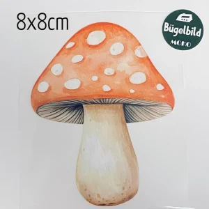 Begrenztes Angebot Bügelbild kleiner Fliegenpilz rot 8x8cm