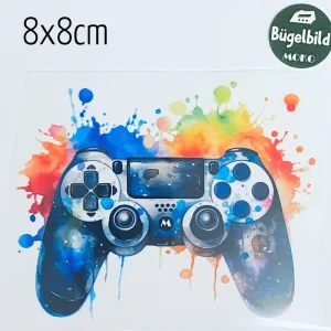 Bügelbild kleiner Controller Gaming Grafitti bunt 8x8cm Versand Am Gleichen Tag