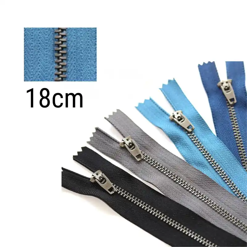 Metall Reißverschluss jeansblau altsilber 18cm für Jeans, Hosen & Taschen Geprüft