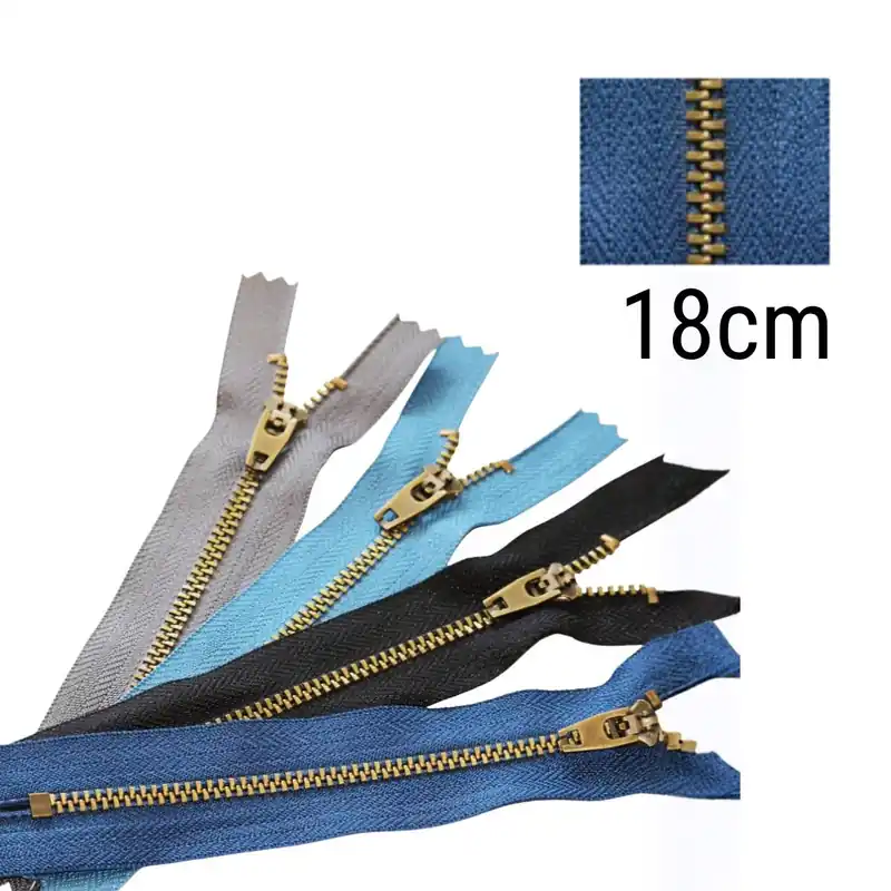 Metall Reißverschluss blau altmessing 18cm für Jeans, Hosen & Taschen Sonderangebot