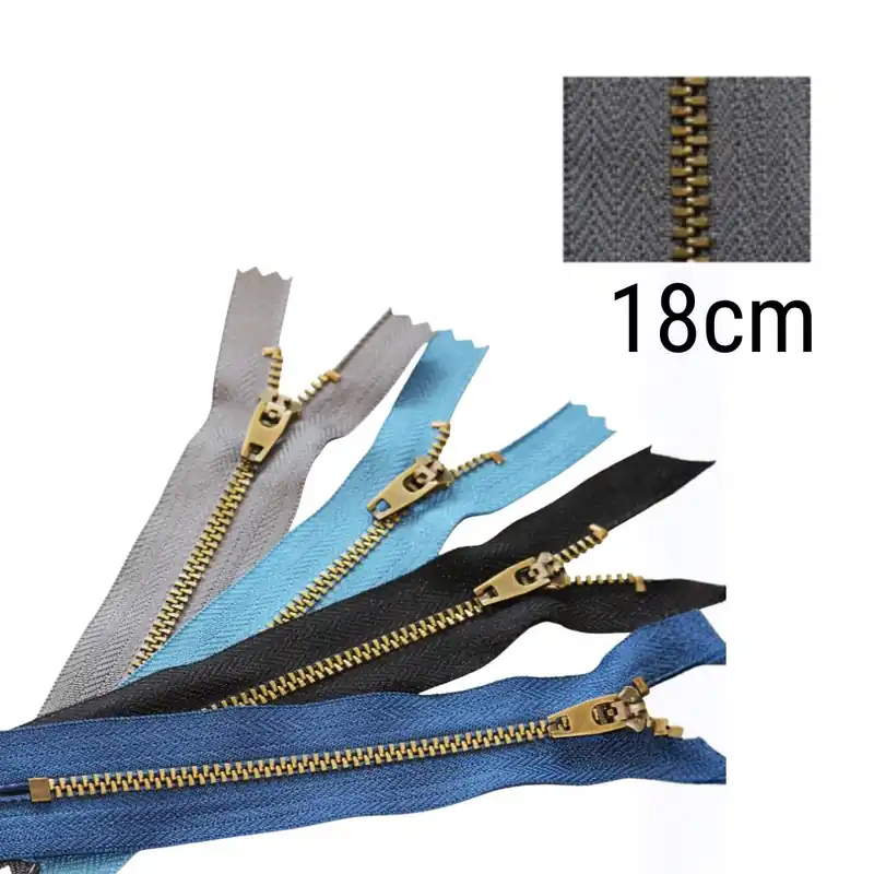 Metall Reißverschluss grau altmessing 18cm für Jeans, Hosen & Taschen Geprüft