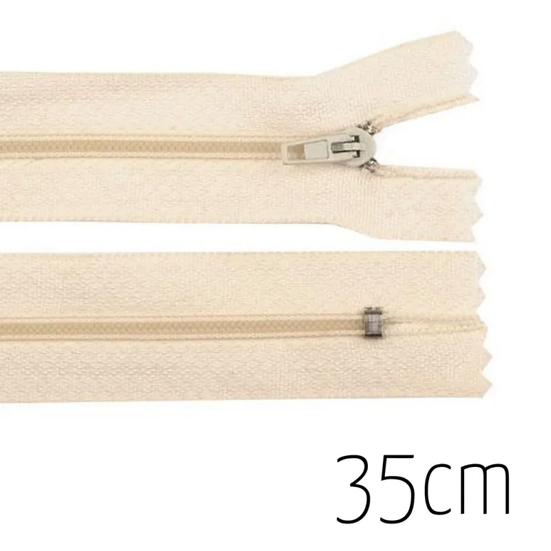 Jetzt Zugreifen Reißverschluss creme 35cm lang nicht teilbar für Taschen & Mäppchen – Spiralreißverschluss 3mm