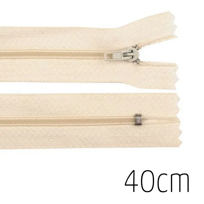Sale Reißverschluss creme 40cm lang nicht teilbar für Taschen & Mäppchen – Spiralreißverschluss 3mm