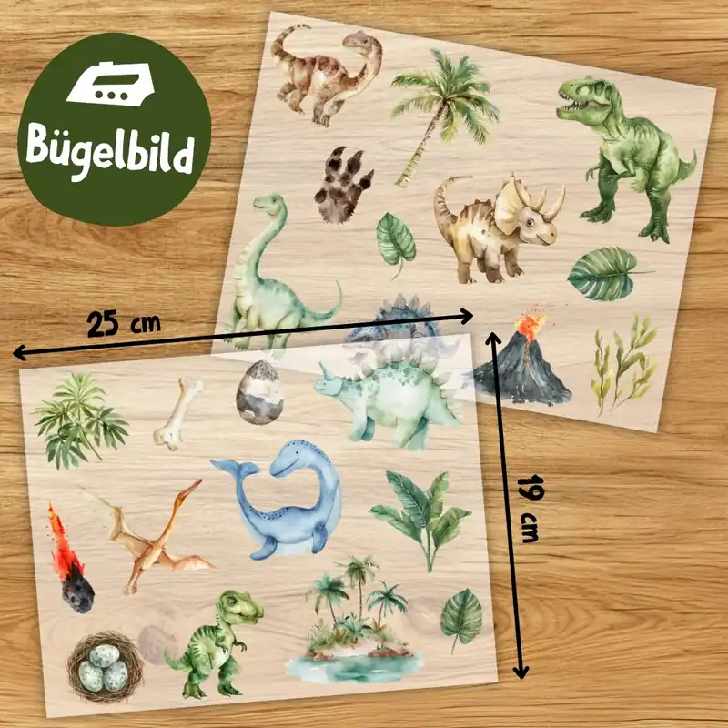 Bestpreis Bügelbilder Set Dinosaurier – 23 Motive für kleine Urzeit-Fans (2 Bögen)