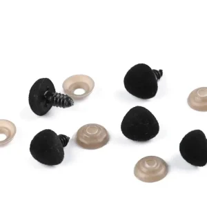 Sicherheits Stecknase 15mm schwarz Velour - Knopf für Teddy Kuscheltier Nase Letzte Chance