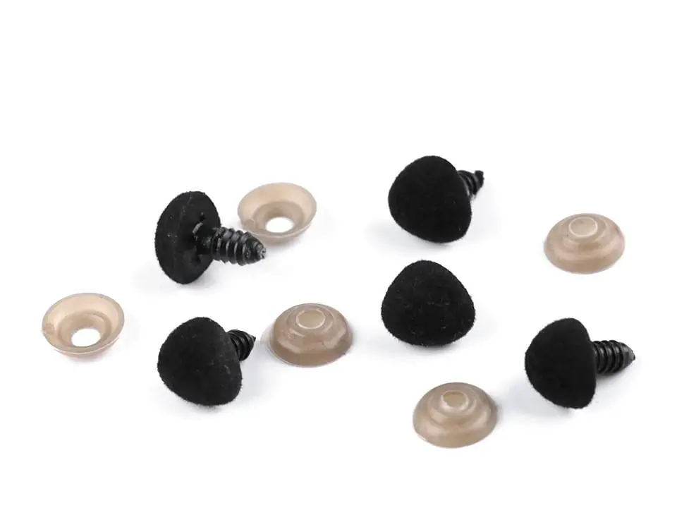 Sicherheits Stecknase 15mm schwarz Velour – Knopf für Teddy Kuscheltier Nase Letzte Chance