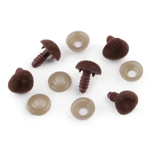 Sicherheits Stecknase 15mm braun Velour - Knopf für Teddy Kuscheltier Nase- Markenprodukt