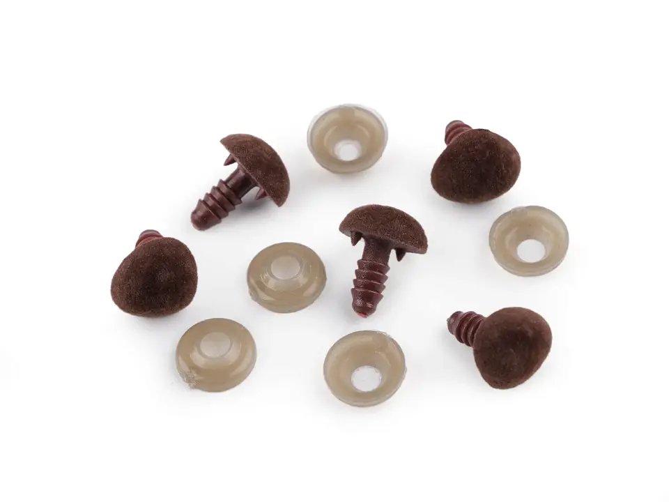 Sicherheits Stecknase 15mm braun Velour – Knopf für Teddy Kuscheltier Nase- Markenprodukt