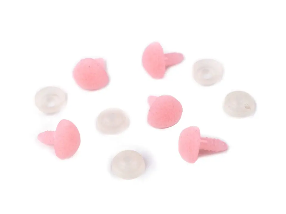 Weltweiter Versand Sicherheits Stecknase 15mm rosa Velour – Knopf für Teddy Kuscheltier Nase