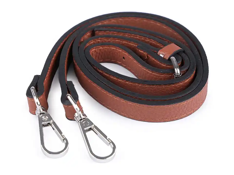 Kunstleder Taschenhenkel braun mit Karabinern silber 1,5cm breit Top-Qualität