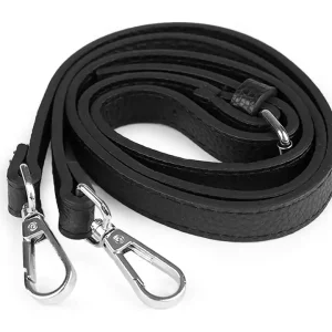 Kunstleder Taschenhenkel schwarz mit Karabinern silber 1,5cm breit Highlight