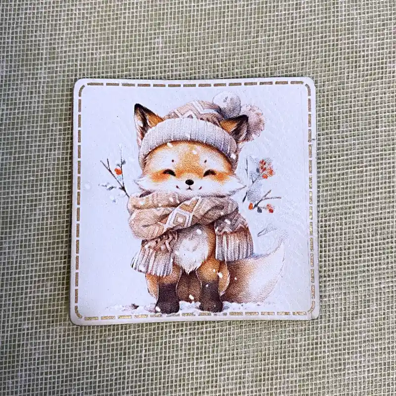 Im Trend Aufnäher Label – Winter Fuchs – für einzigartige Nähprojekte, Strickwerke & Gebasteltes