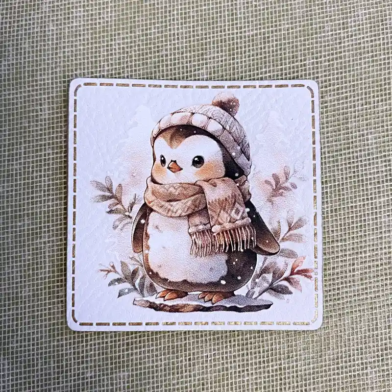 Aufnäher Label – Winter Pinguin – für einzigartige Nähprojekte, Strickwerke & Gebasteltes Must-Have