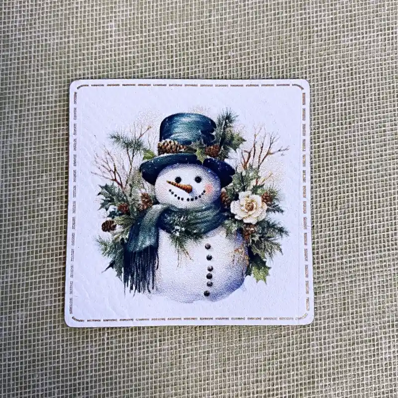 Markenprodukt Aufnäher Label – Winter Schneemann – für einzigartige Nähprojekte, Strickwerke & Gebasteltes