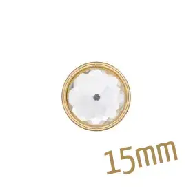 Markenprodukt edler runder Knopf mit Öse 15mm gold mit Glitzerstein – Blusenknopf Kleiderknopf metallisiert