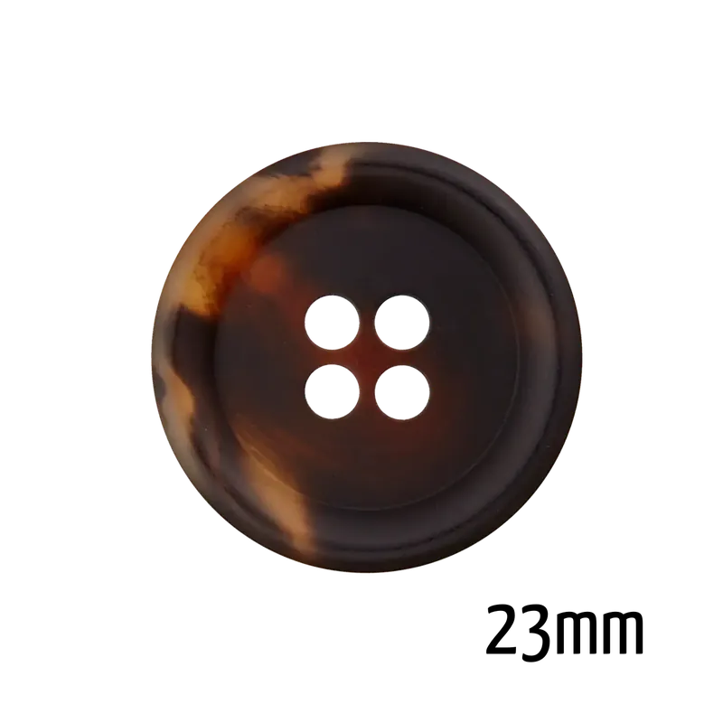 Klassischer Polyesterknopf 23mm dunkelbraun marmoriert 4-Loch waschbar bis 40 °C Neuheit