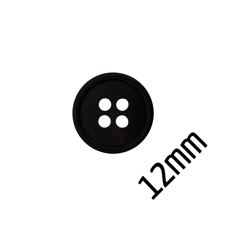 Schwarzer Knopf 11 mm aus Polyester mit 4 Löchern Original