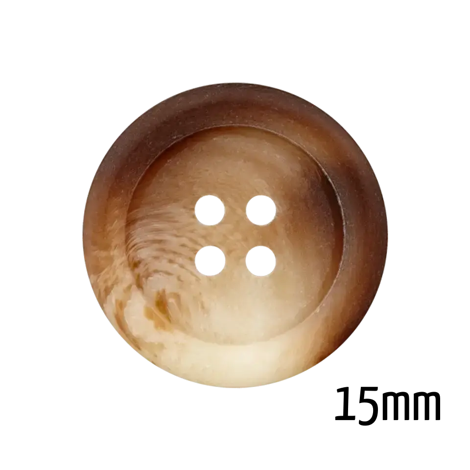 Billig Hellbrauner Knopf 20 mm marmoriert aus Polyester