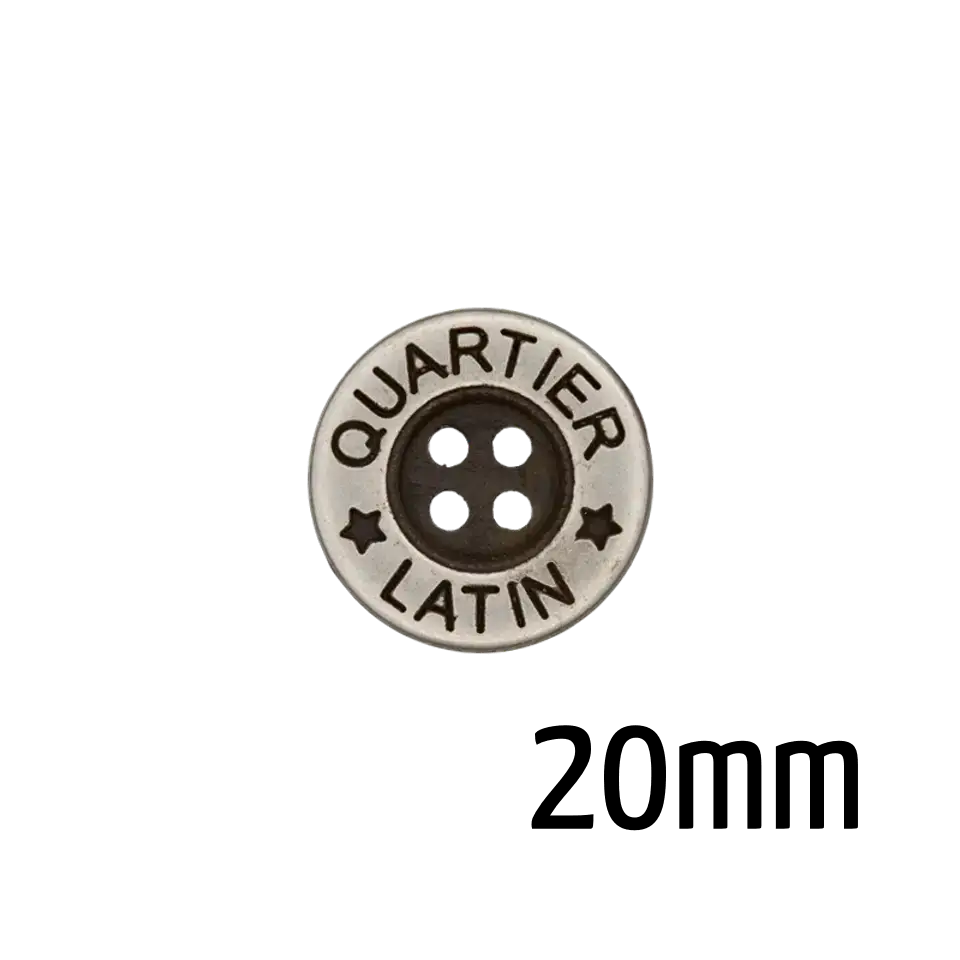 Neue Ware Metallknopf 20 mm altsilber Quartier Latin Gravur