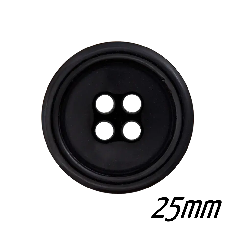 Meistverkauft Schwarzer Knopf 25 mm aus Polyester mit 4 Löchern