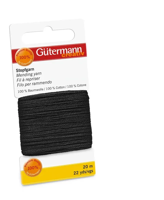 Geprüft 20m Gütermann Stopfgarn anthrazit – 100% Baumwolle für Reparaturen & Handarbeiten