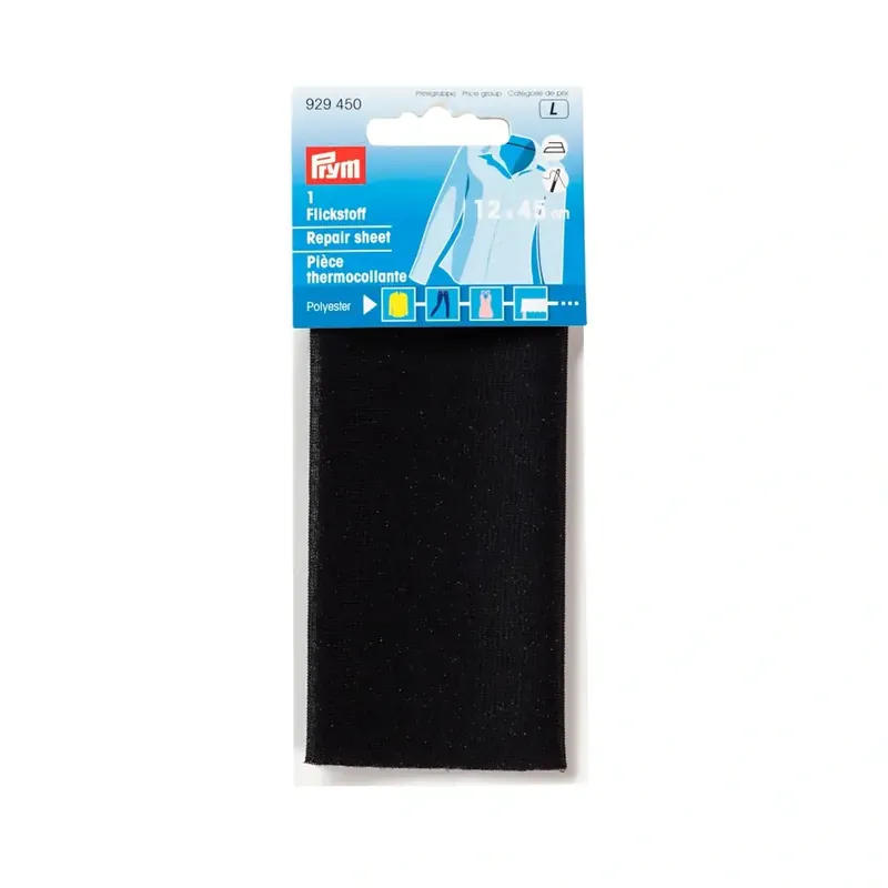 Neue Ware Flickstoff aufbügelbar zum reparieren von Jeans und Kleidung 12 x 45cm Flciken schwarz