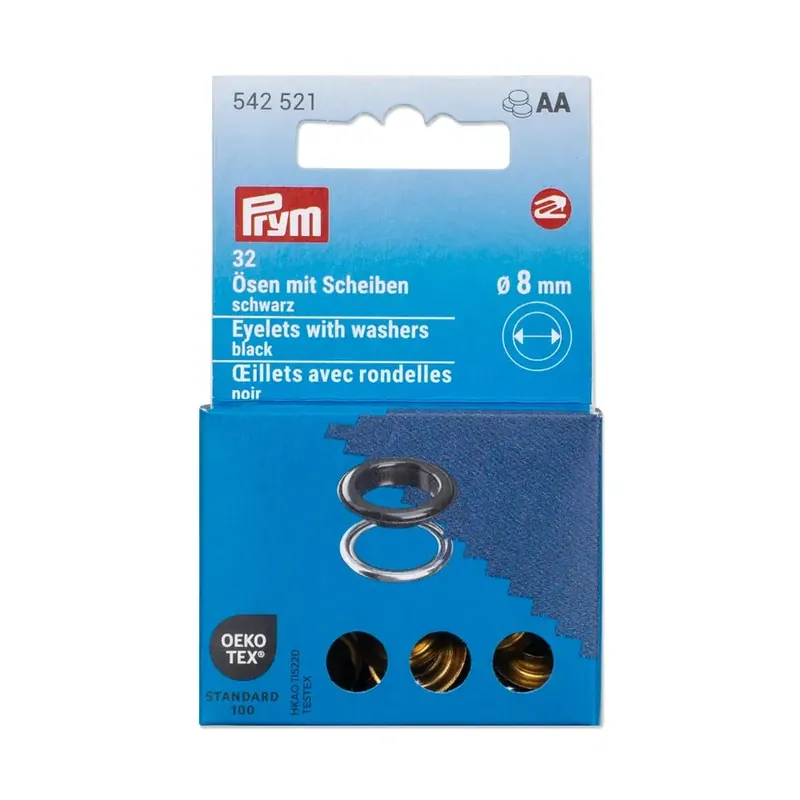 Angebot 20 Ösen mit Scheiben 8mm schwarz – für das Prym Vario Creative Tool
