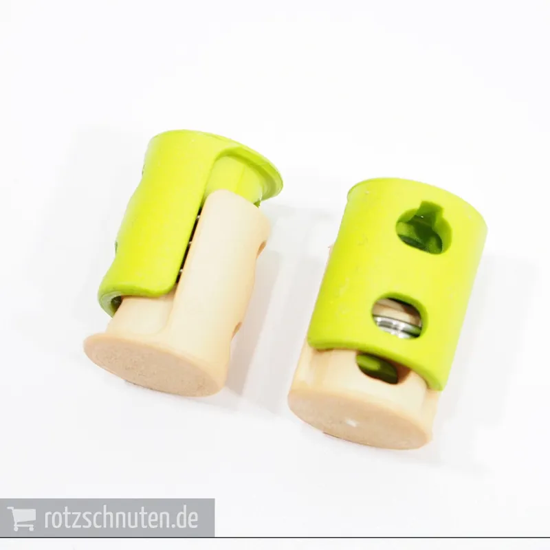 2farbige Kordelstopper für Kordeln bis Ø6mm in beige lime Top-Qualität