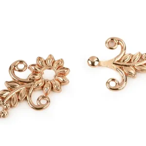 Ornamente Verschluss Blüte gold – Haken Öse Trachten Schließe für Cardigan Tuch & Tasche Kostenloser Rückversand