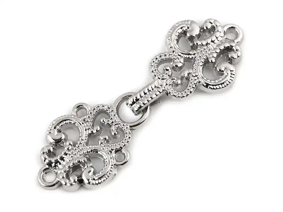 Ornamente Verschluss silber – Haken Öse Trachten Schließe für Cardigan Tuch & Tasche Neue Ware