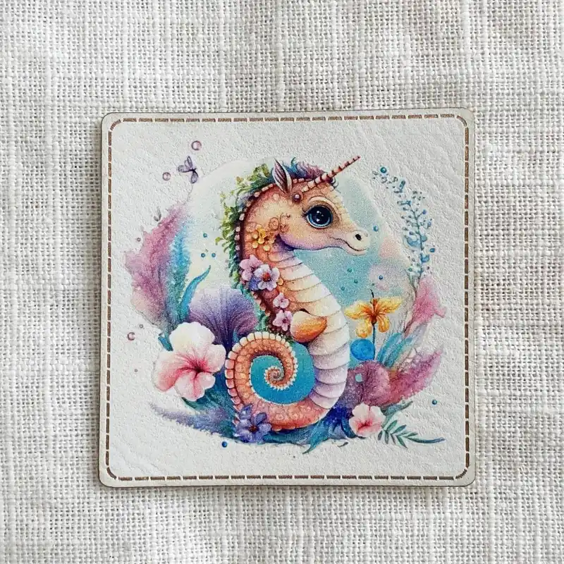 Aufnäher Label – Einhorn Seepferdchen – für einzigartige Nähprojekte, Strickwerke & Gebasteltes Angebot