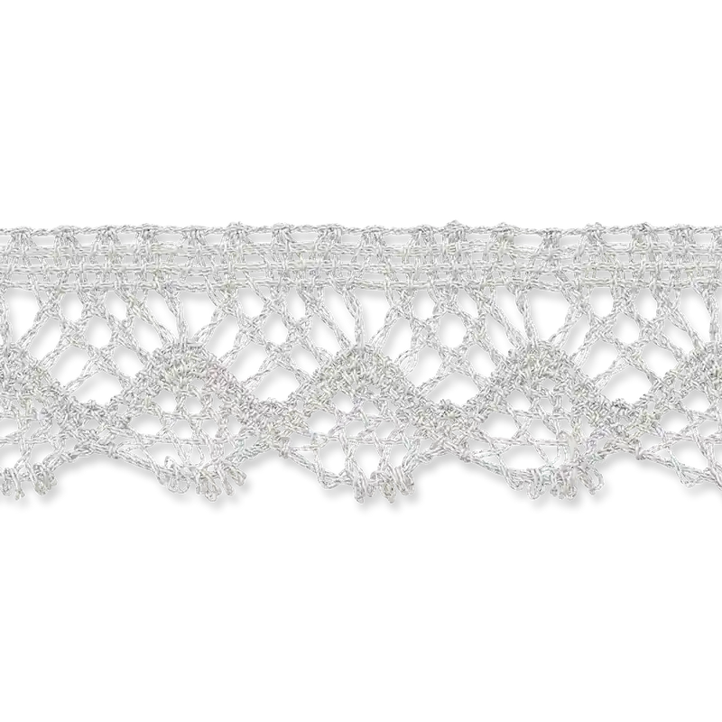 hcohwertige Klöppelspitze metallic silber23mm breit Kostenloser Rückversand