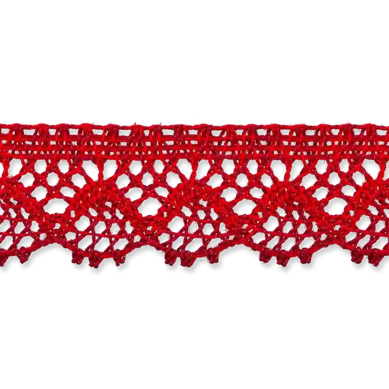 hcohwertige Klöppelspitze aus mercerisierter Baumwolle 23mm breit dunkelrot Kostenfreie Lieferung