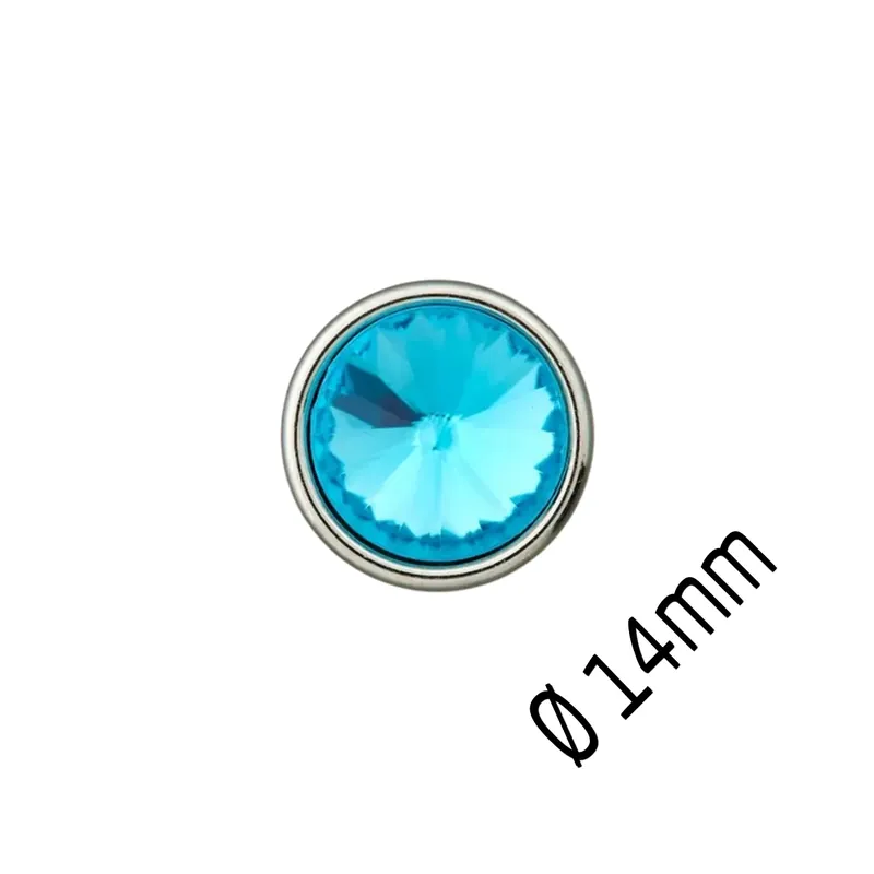 edler runder Knopf mit Öse 14mm silber Glitzerstein türkis – Blusenknopf Kleiderknopf metallisiert Original