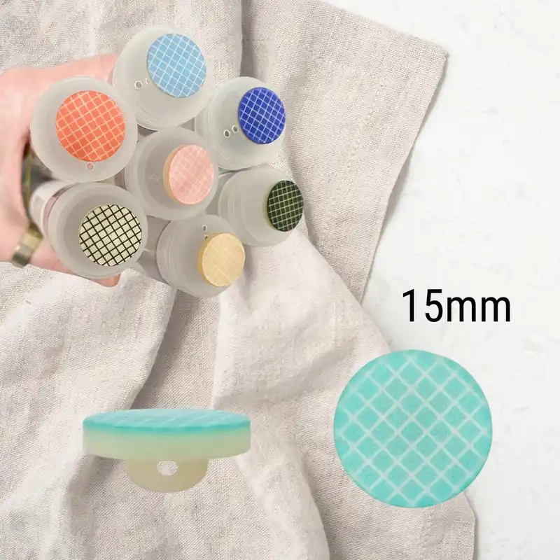 Preis Gesenkt runder Knopf mit Öse 15mm mint grün kariert – Zierknopf Blusenknopf Kleiderknopf Karomuster