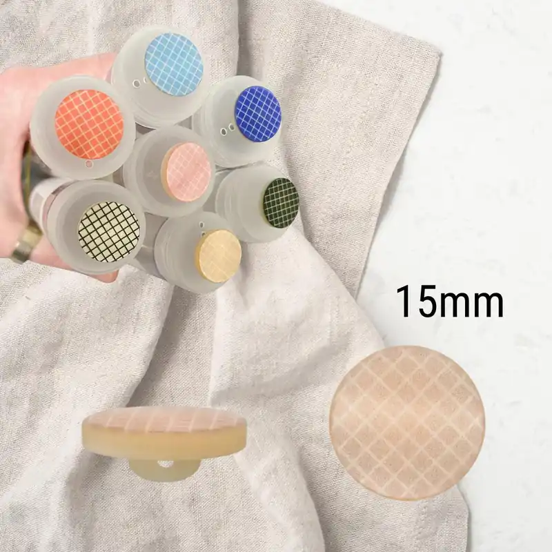 Rabatt runder Knopf mit Öse 15mm beige kariert – Zierknopf Blusenknopf Kleiderknopf Karomuster