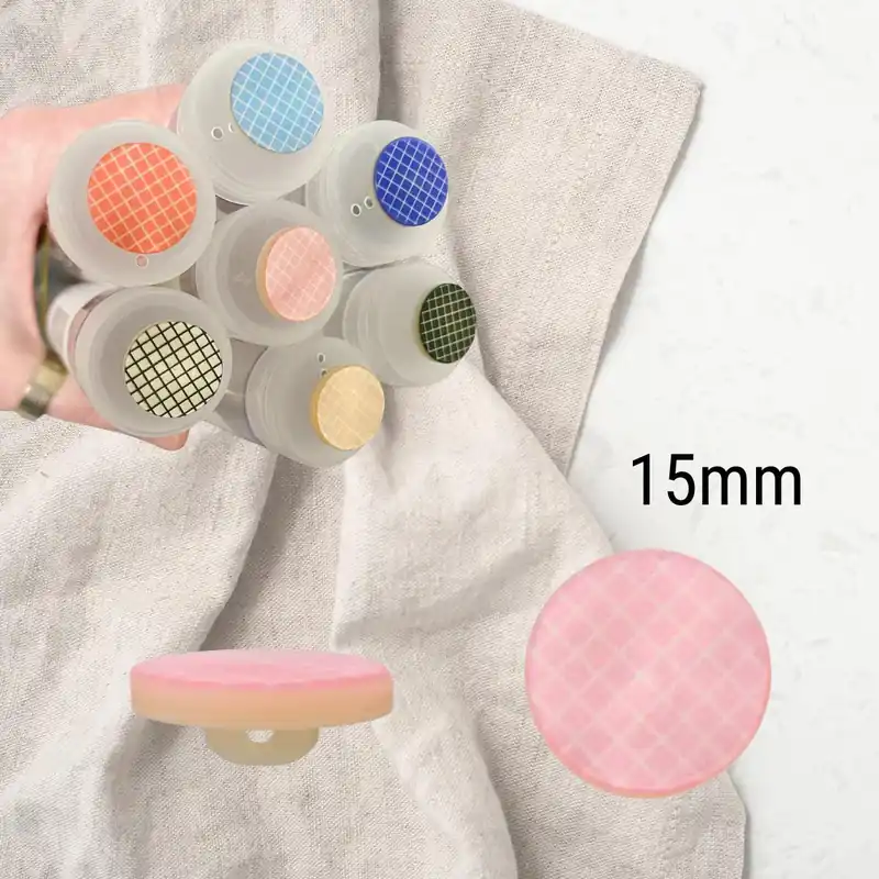 Gleich Bestellen runder Knopf mit Öse 15mm rosa kariert – Zierknopf Blusenknopf Kleiderknopf Karomuster
